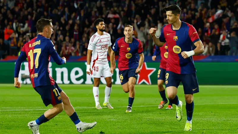 ليفاندوفسكي يسجل هدفين ويقود برشلونة للفوز في دوري أبطال أوروبا
