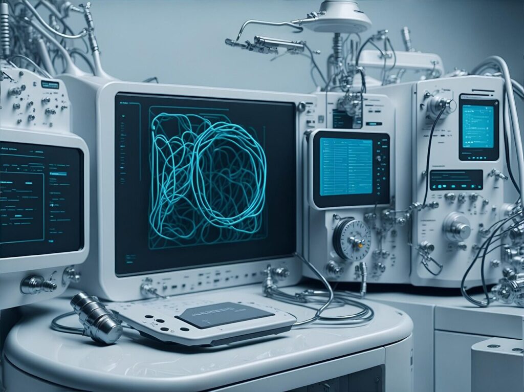 ai generated, medical, equipment, technology, health, medicine, research, hospital, science, healthcare, futuristic